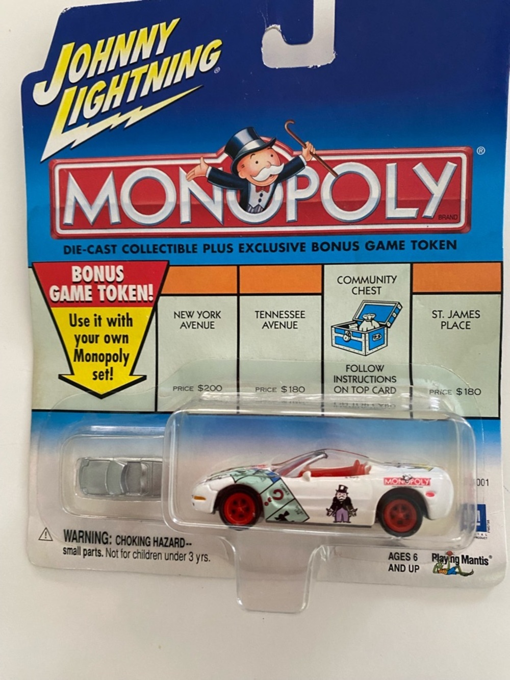 Johnny Lightning Monopoly White Convertible Collectible Toy Car